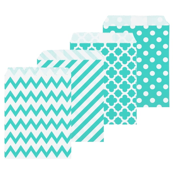 Uxcell 100Pcs Bolsas de Papel Kraft para Dulces, 7" x 5" Bolsas a Prueba de Grasa, Bolsas de Favor Planas, Bolsas Pequeñas para Regalos, Azul Turquesa