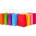 24 Pieces Gift Bags Bulk, 8 Colors Kraft Paper Party Favor Bags with