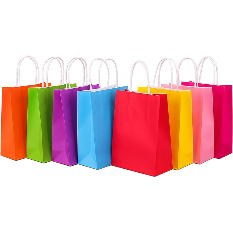 LovesTown 36PCS Rainbow Party Favor Paper Bags, 8 Color Rainbow Goody Bag  Small Treat Gift Bags for Candy Food Kids Birthday Baby Showers Weddings