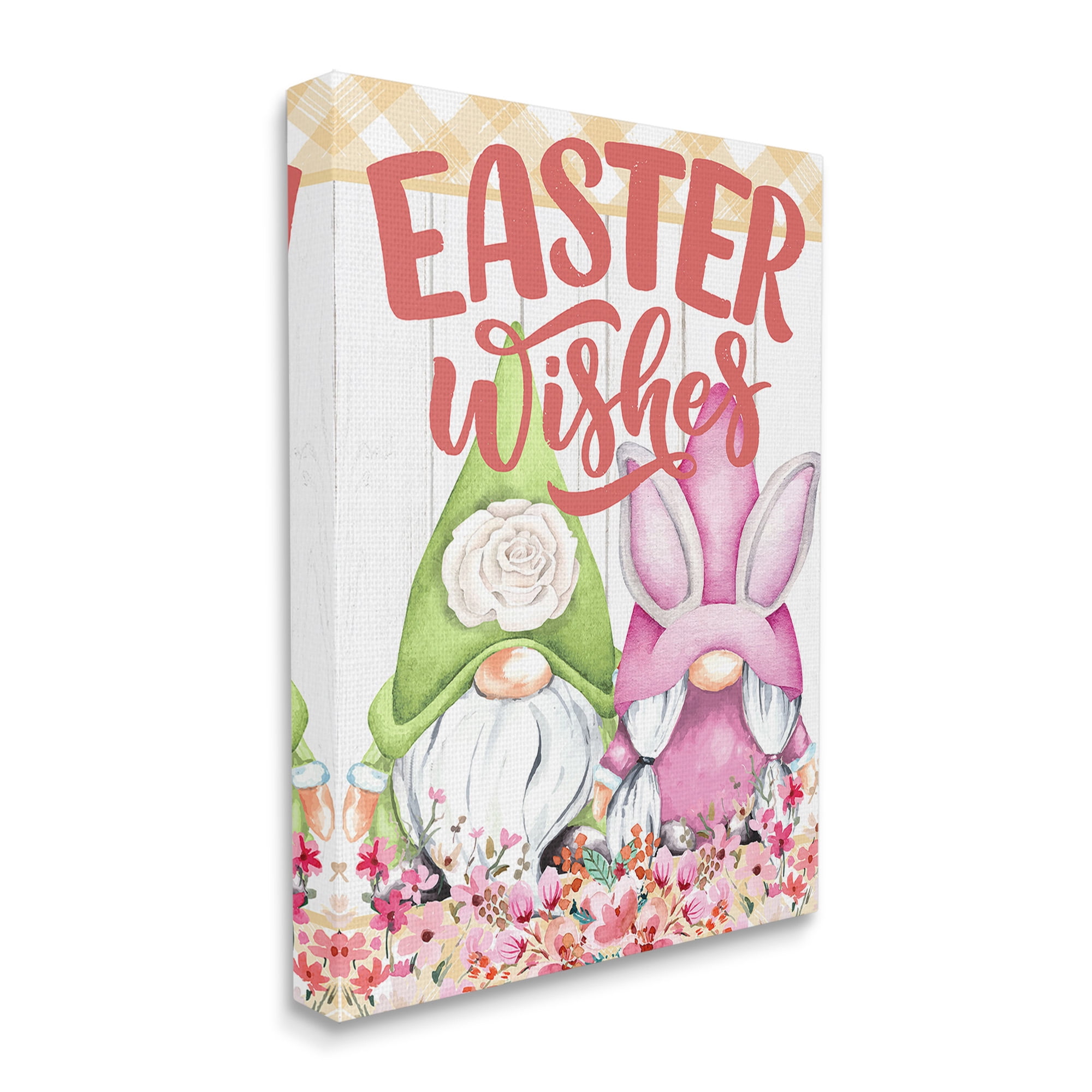 Stupell Industries Easter Wishes Gnomes Holiday Painting Gallery Wrapped Canvas Art Print Wall Art, 24 x 30