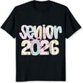 thumbnail image 2 of 100% Cotton Senior 2026 Graduation T-Shirt Floral Design Pink Bow Women's Black Tee Class Of 2026 Gift For Girls, 2 of 5