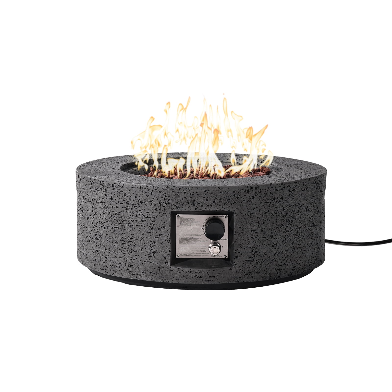 MOALCOFER 28"Round Propane Fire Pit Table,40,000 BTU Stainless Steel Burner Gas Fire Pit with Lava Rocks&Waterproof Cover