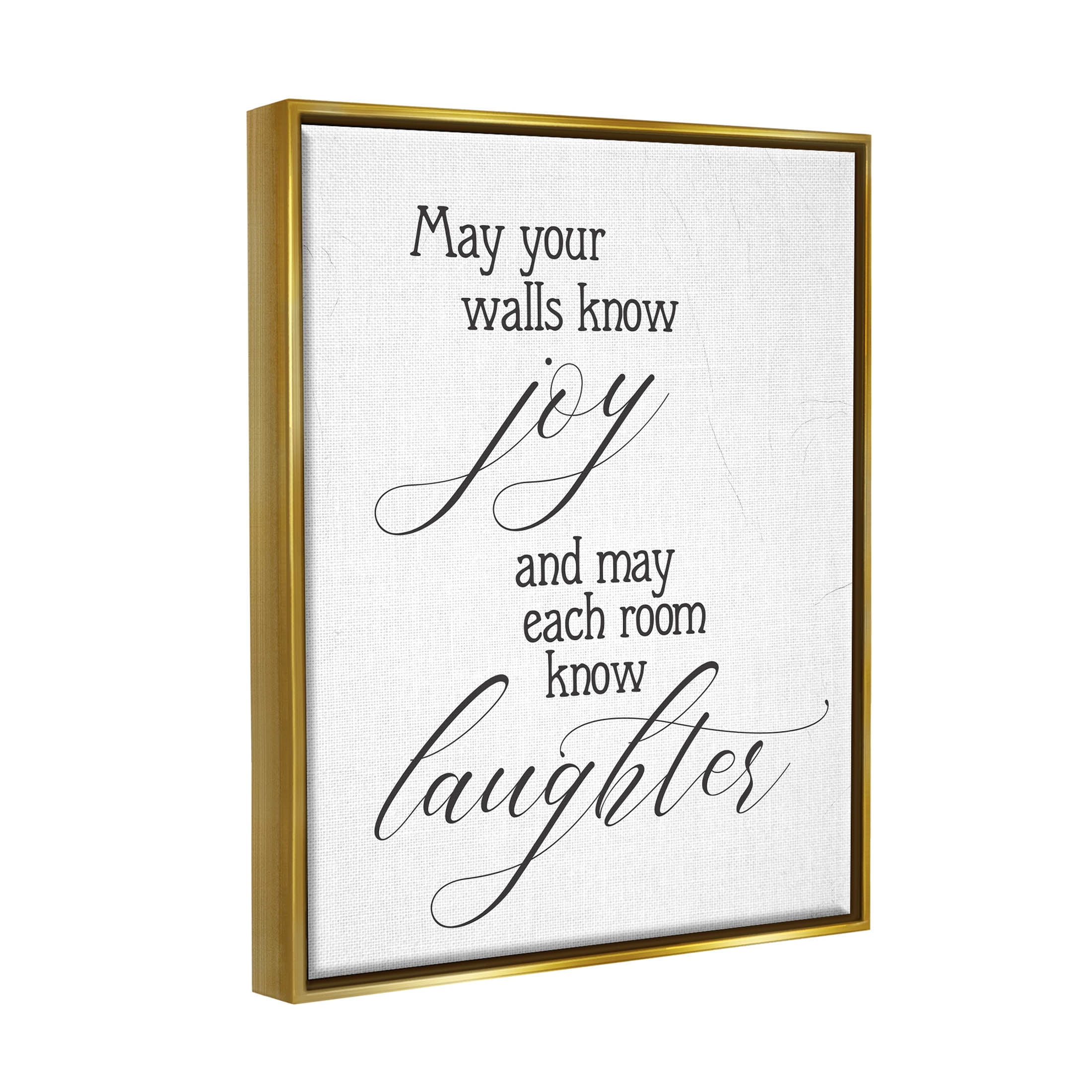 May Your Walls Know Joy Uplifting Phrase Inspirational Graphic Art Metallic Gold Framed Art Print Wall Art
