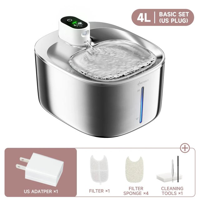 APETDOLA 4L Wireless Cat Water Fountain Auto Sensor Drinking Fountain For Cats Dog Drinker Pet Water Dispenser Accessories ShopWise Round