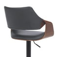 thumbnail image 2 of Armen Living Indoor Aspen Adjustable Swivel Gray Faux Leather and Walnut Wood Bar Stool with Black Base, 2 of 10