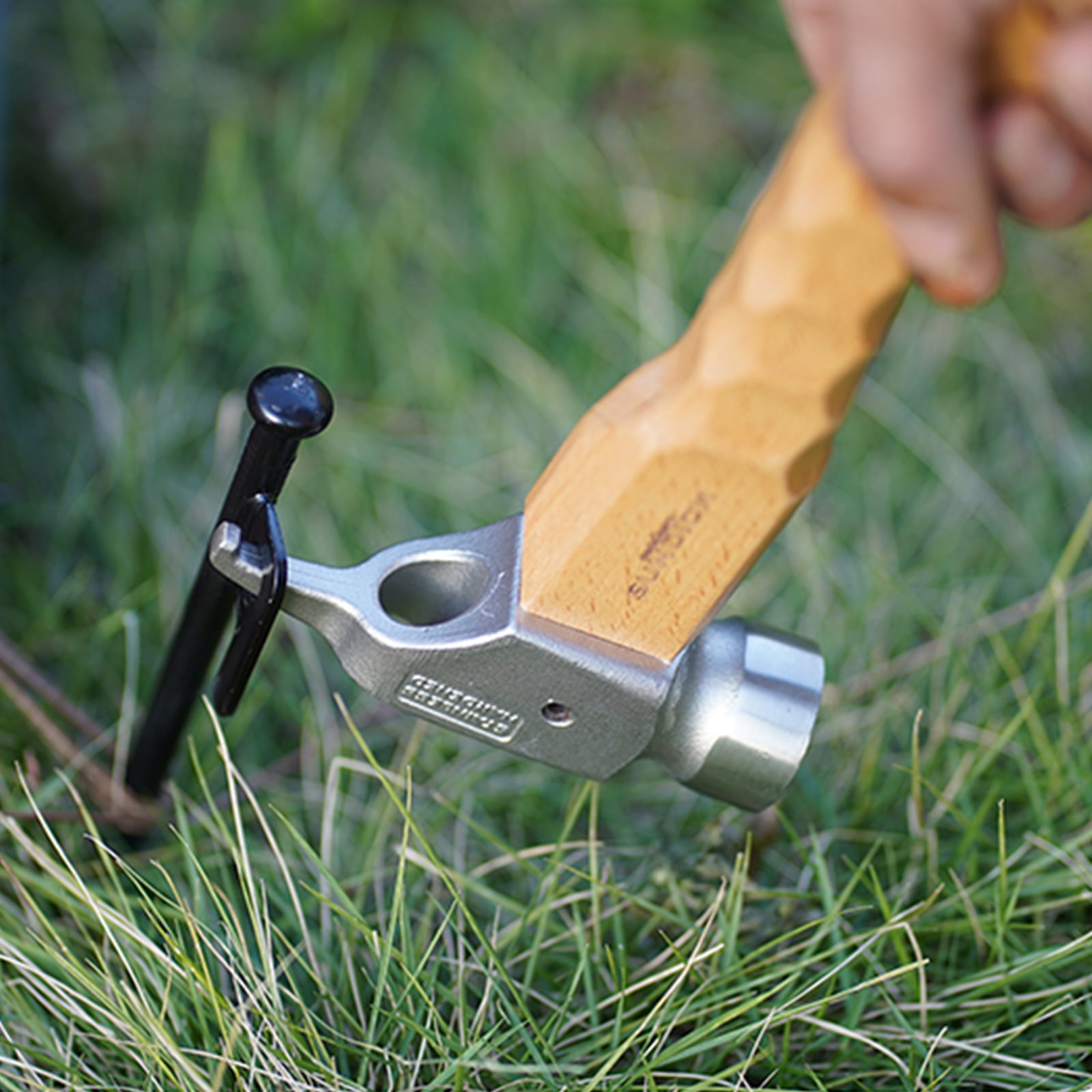 Peggybuy SUNDICK Camping Hammer Beech Handle Ground Nail Hammer