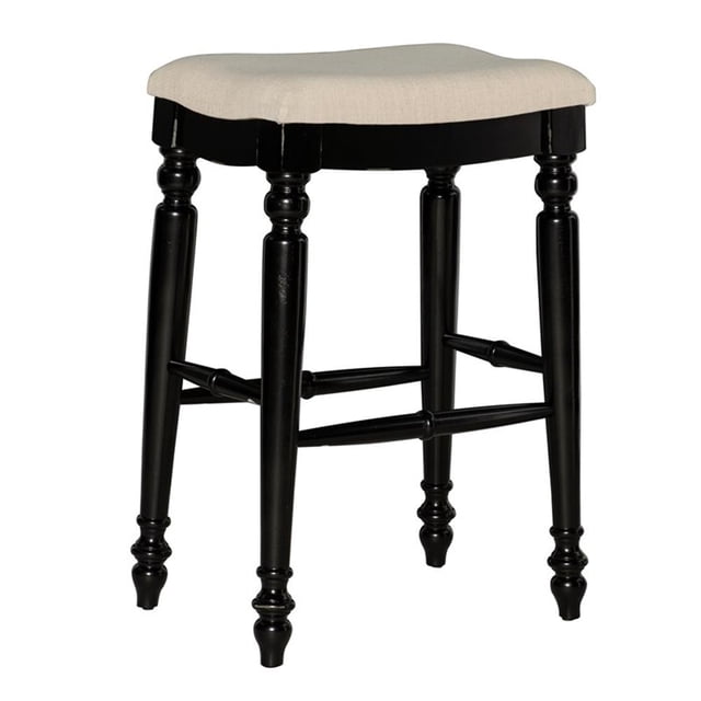 Linon Marino 30" Upholstered Backless Bar Stool in Antique Black Wood