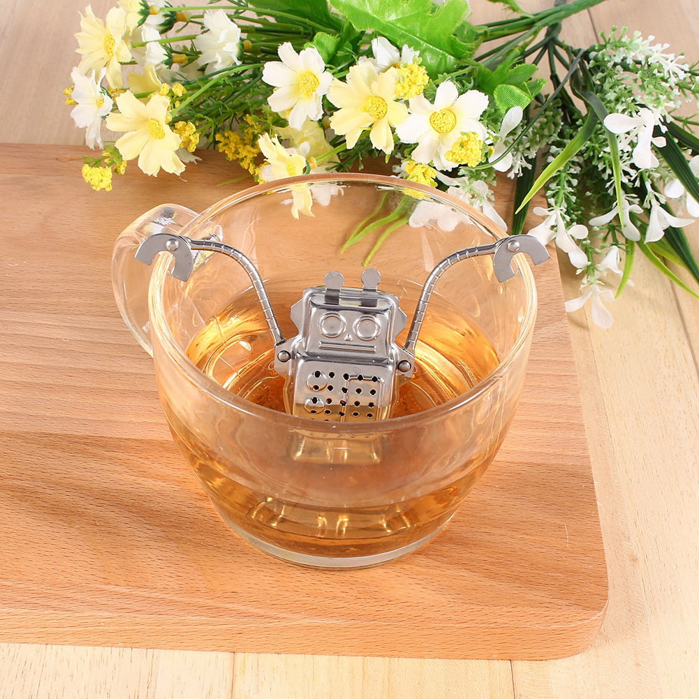 Infuseur à Thé à Base de Plantes Forme Robot en Acier Inoxydable Feuille de Thé en Vrac Filtre à Bille Percolateur Diffuseur
