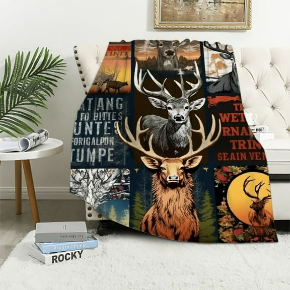 ONETECH Gifts Blanket Camo American Flag Throw Blanket Funny Hunting Blanket Super Soft Bedding Fuzzy Throw Blanket Hunter Gifts for Men Women