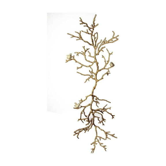 Gold Wall Decor Branches & Birds Metal Art - 35.4" Modern Home Accent