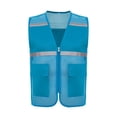 thumbnail image 1 of RUNQHUI Men Women Zipper High Visibility Reflective Safety Vest Construction Work Mesh Fabric Work Clothes Lake Blue 175, 1 of 5
