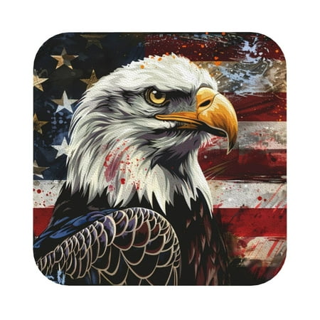 

Gaeub Retro American Eagle A Print 6 Pcs Leather Coasters for Drinks Drink Coasters Sets Drink Table Cup Coasters for Living Room Kitchen Coffee Decor Square