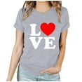 thumbnail image 2 of Goodtrade8 Short Sleeve Valentines Shirts Womens Plus Size Valentines Womens Clothes Printed Heart Crew Neck Casual Love Holiday Tops, 2 of 6