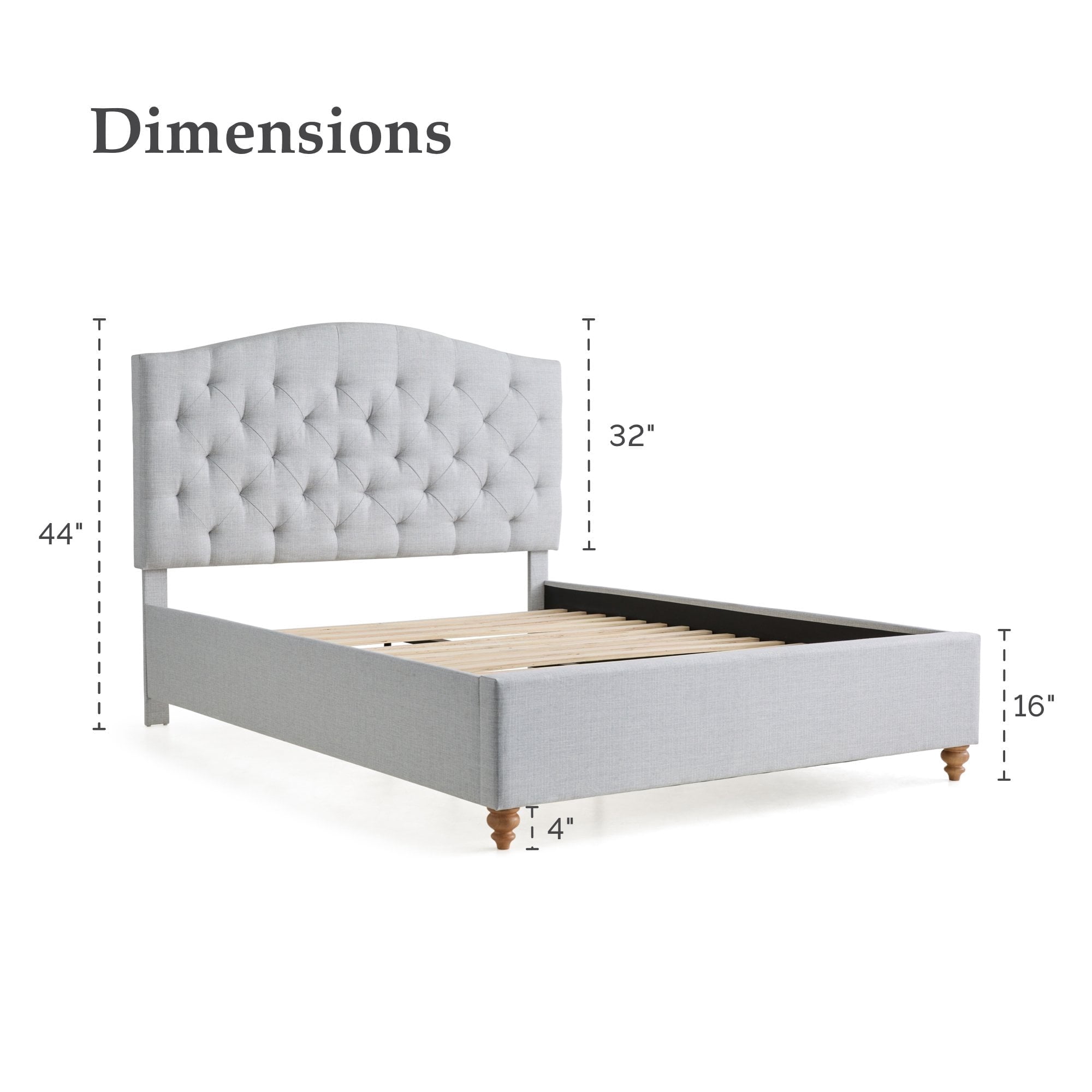 My Texas House Anna Diamond Tufted Upholstered Platform Bed, Twin, Gray