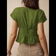 thumbnail image 4 of Blusa de Encaje con Cuello en V para Mujer, Corta, Fruncida, Ropa de Verano para Vacaciones Verde M, 4 of 8