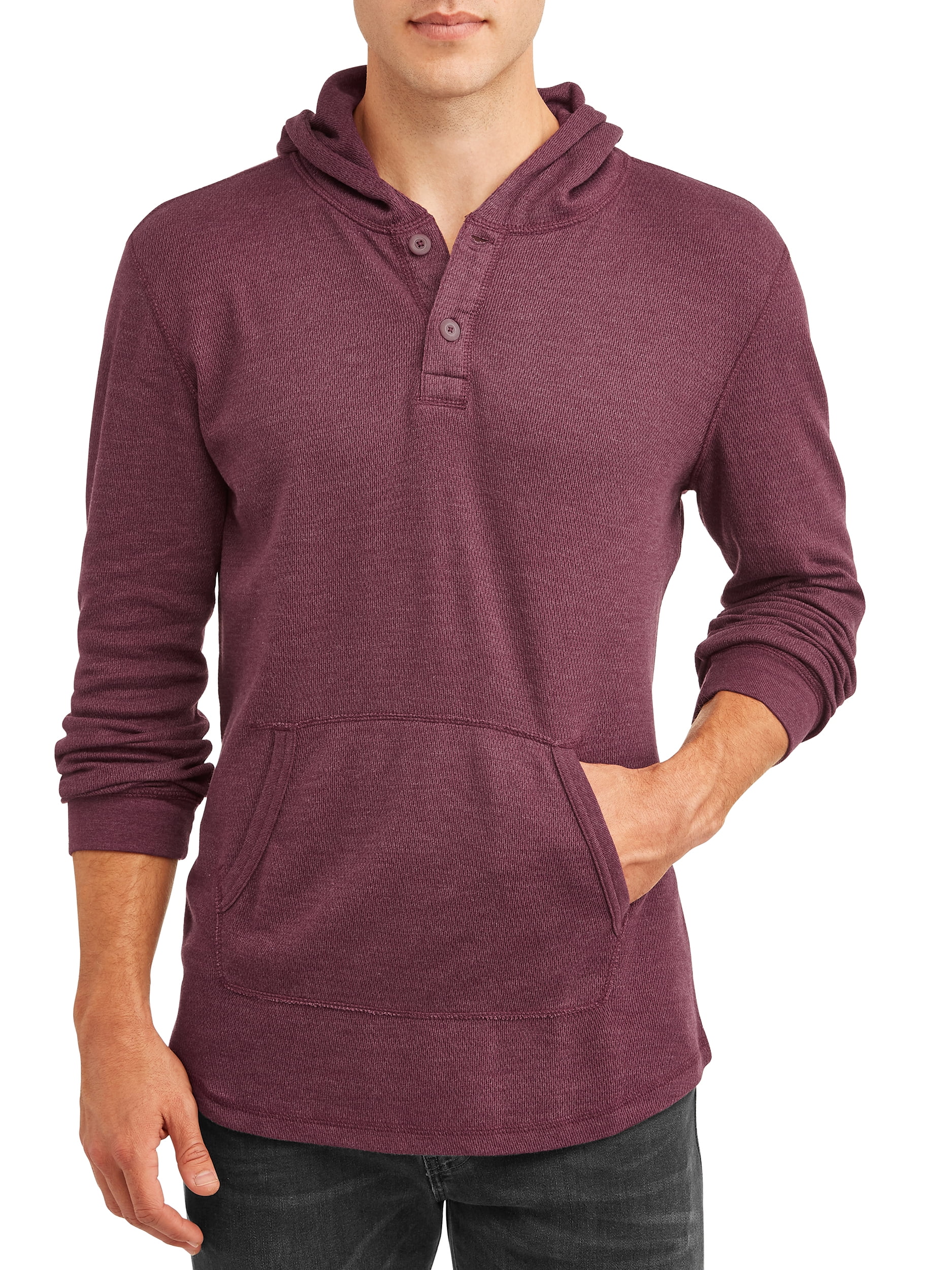 Waffled Pique Fashion Henley Hoodie 