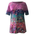 thumbnail image 4 of CHGBMOK Hauts et Chemisiers pour Femmes Grande Taille Femmes Décontracté Été Manches Courtes Col Rond T-Shirt à Imprimé Floral Chemisier Hauts Hauts d'Été de Plage en Liquidation, 4 of 7