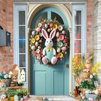 Happy Easter Party Supplies, Easter Party Door Cover Decoration Spring Theme Bunny Door Backdrop for Easter (Door Cover)