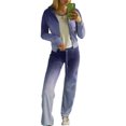 thumbnail image 1 of FOCUSNORM 2Pcs Women Juniors Casual Tracksuit, Solid Color/Gradual Color Hooded Crop Tops + Pants, 1 of 3