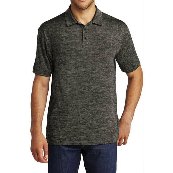 Mafoose Men's PosiCharge Electric Heather Polo Grey- Black Electric X-Large