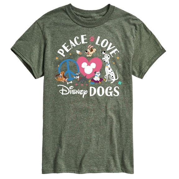 Disney Classics - Cats & Dogs - Peace Love Disney Dogs - Men's Short Sleeve Graphic T-Shirt