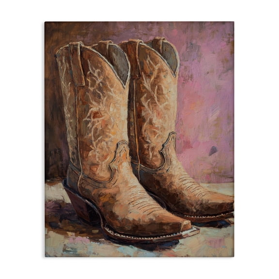 Stupell Industries Southwestern Distressed Brown Cowboy Boots Canvas Art, 16 x 20, by Petals Prints Design