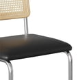 thumbnail image 3 of Pemberly Row Cane Back Vegan Leather Bar Height Stool (Set of 2) in Black, 3 of 4