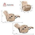 thumbnail image 6 of Lacoo Swivel Rocker Recliner with Massage,  Beige Fabric, 6 of 7