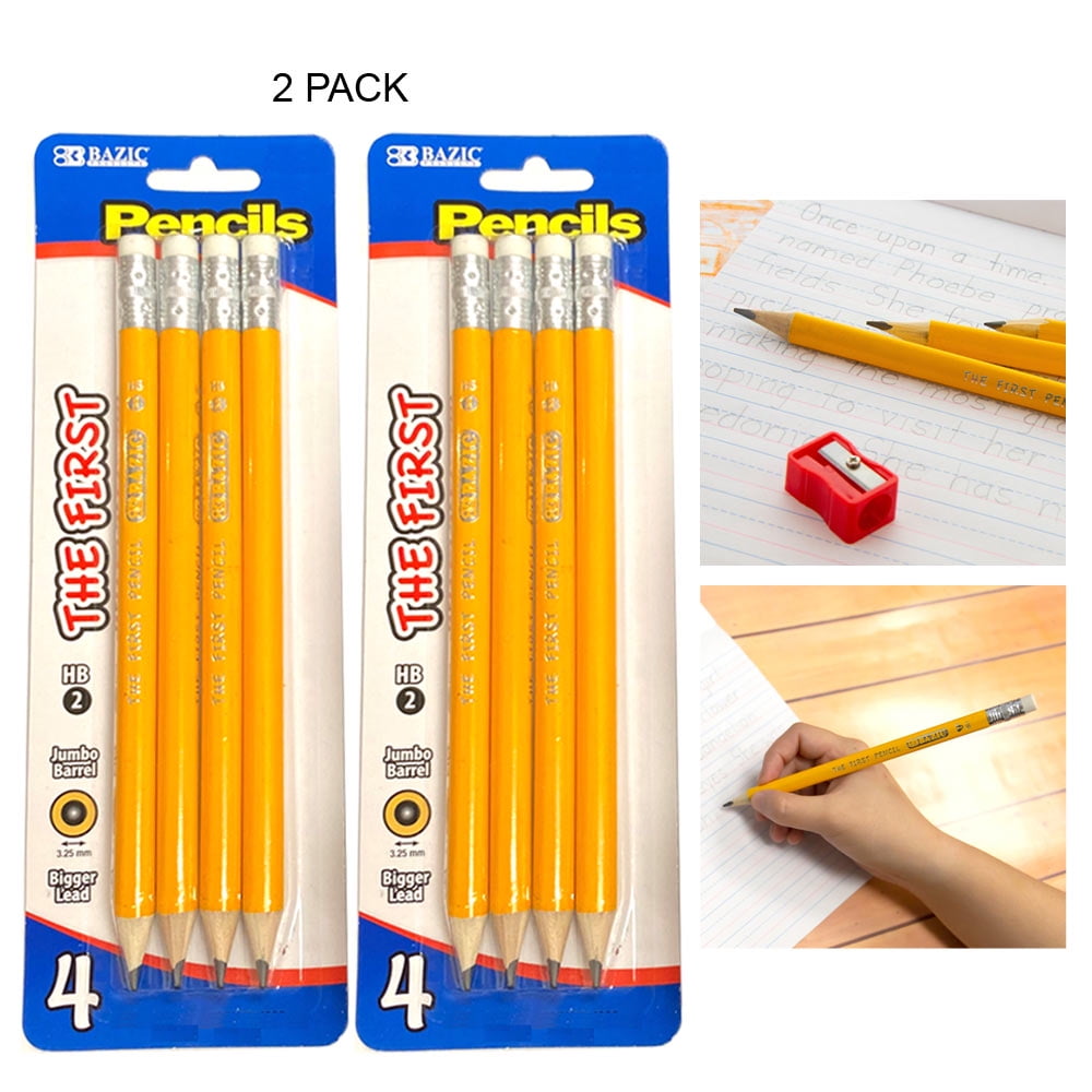 Kids Pencils with Stamp colourful Pack of 8 Pencil (Set of 8, 2Yellow,  2Green, 2Orange, 2Blue)