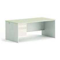 HON 38000 Series Left Pedestal Desk, 72" x 36" x 30", Light Gray/Silver
