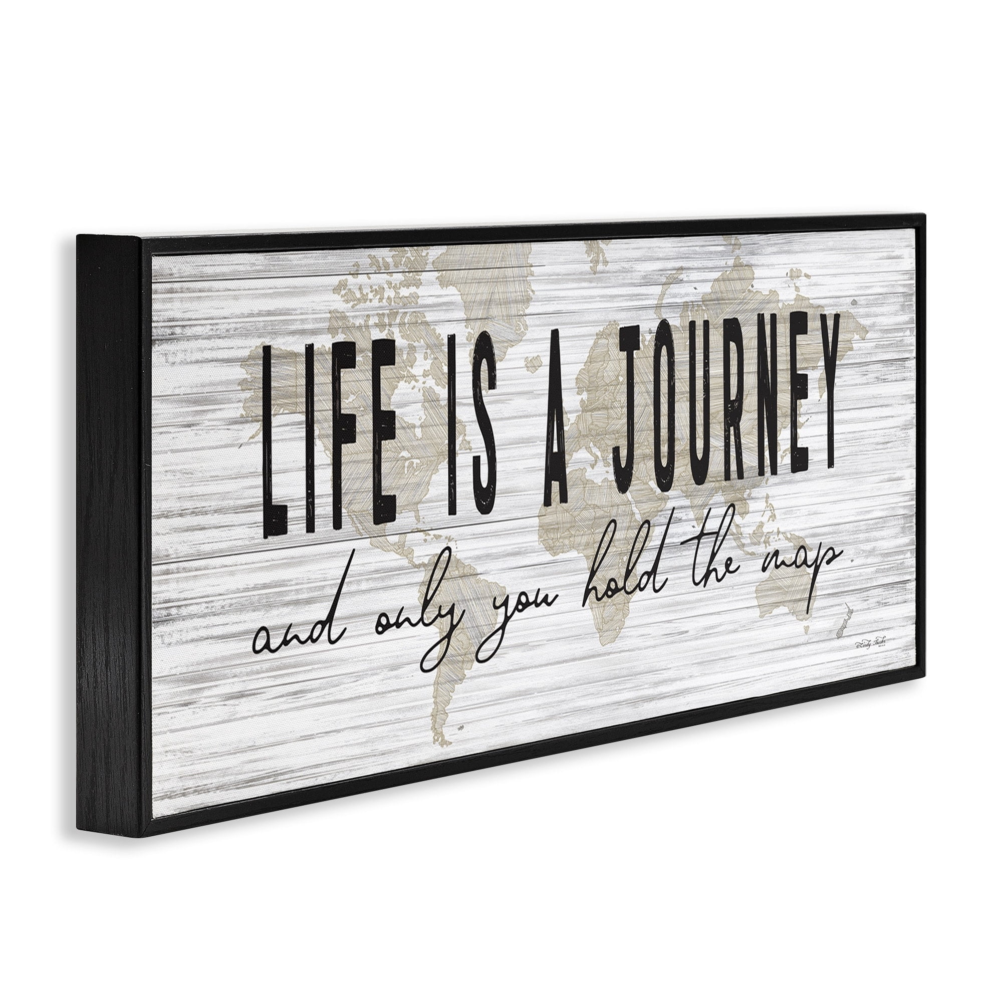 Stupell Industries Life Is a Journey Rustic World Map,30 x 13, Design by Cindy Jacobs