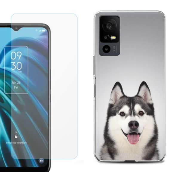 OneToughShield ® for TCL 40 XE 5G Shockproof Fashion Phone Case, with Tempered Glass Screen Protector - Husky Face