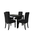thumbnail image 4 of Home Design Guymon 5-Piece Dining Set with 1 Rectangular Table and 4 Slat-Back Cushioned Chairs, Black/Black, Modern Style, Space-Saving, 4 of 5