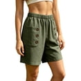 thumbnail image 2 of Costeam Womens Casual Rolled Cuff Shorts Soft Breathable Fabric Side Pockets Drawstring Waist Relaxed Loose Fit Adjustable Hem Daily Short Bottoms, 2 of 5