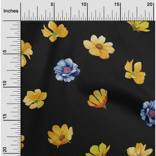 oneOone Viscose Chiffon Fabric Flower Watercolor Print Fabric BTY 42 Inch Wide
