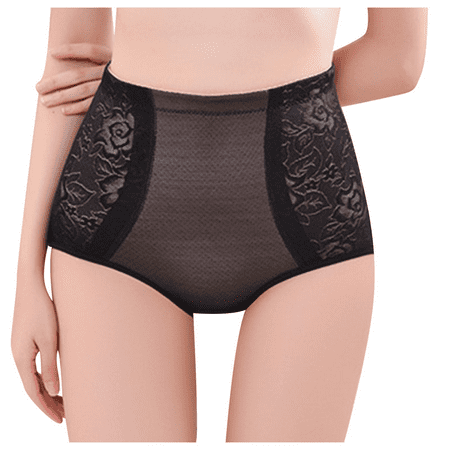 Fulorrnie Underwear for Women Plus Size High Waist Tummy Control Panty Cheeky Seamless Band Elastic Panties  Black  XXXXL
