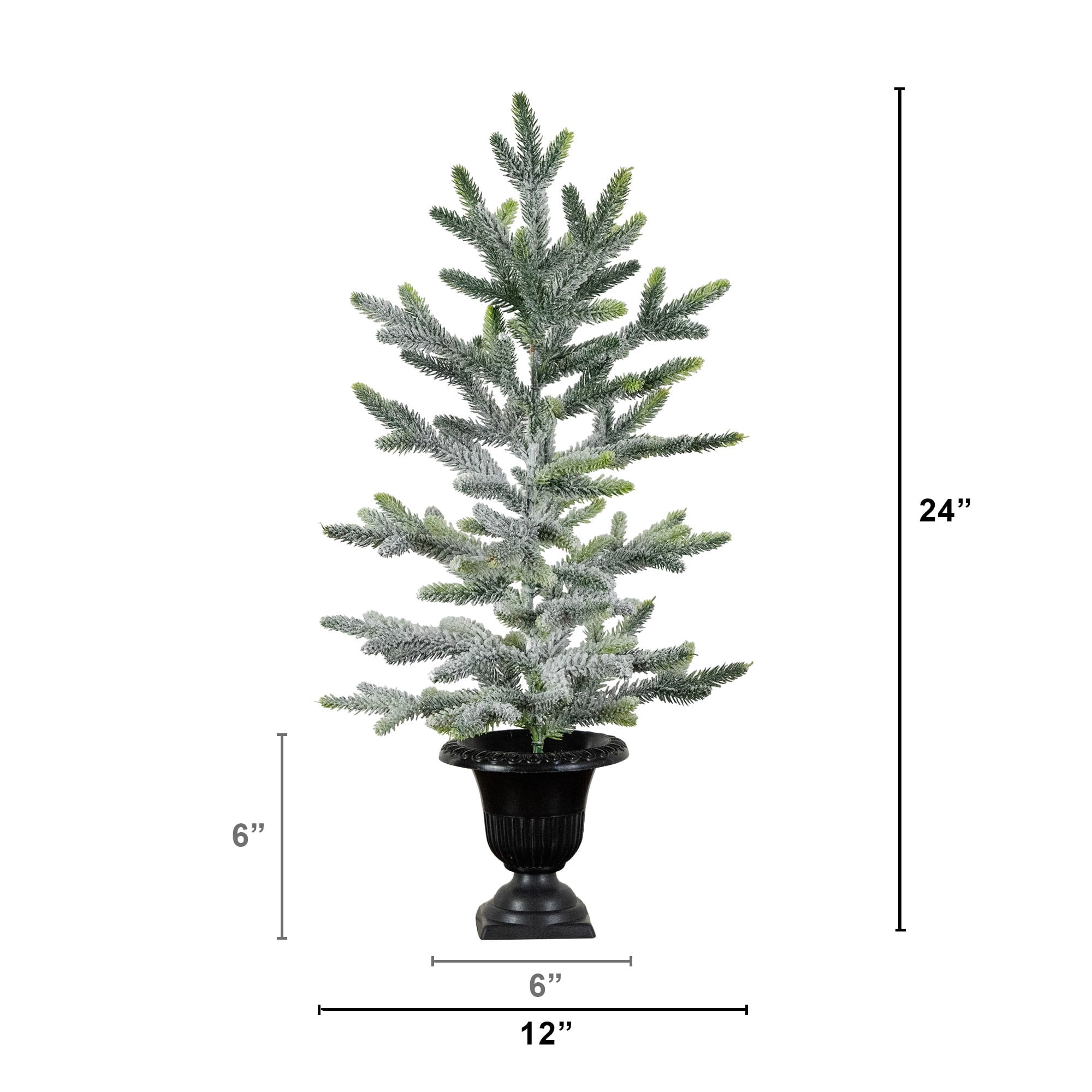 2ft. Artificial Frosted Christmas Tree in Black Decorative Urn