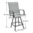thumbnail image 4 of Outdoor Bar Stools Set of 2, 28.4" Pub Height Tall Patio Chairs, All-Weather 360° Swivel Patio Barstools for Outside Garden Poolside Yard, Gray, 4 of 8