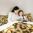 thumbnail image 5 of Manfei Glitter Leopard Print 7pcs Bedding Comforter Set, Girly Yellow Kawaii Bowknot Queen Bedding Sets, Modern Fashion Reversible Queen Sheet Sets, Lightweight Room Decor, 5 of 8