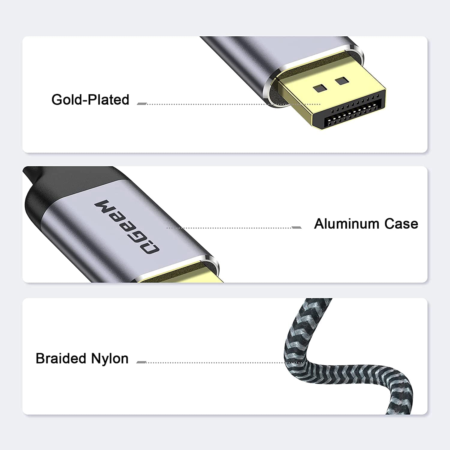 USB C to DisplayPort Cable for Home Office, QGeeM 10ft (4K@60HZ, 2K@165Hz) Thunderbolt 3 to Displayport Cable Compatible with MacBook Pro/Air, Ipad Pro 2020/2018, Surface Book 2, XPS 15/13