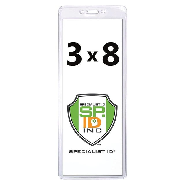 Bulk 100 Pack - Heavy Duty 3 X 8 Ticket Holder - Clear Plastic Extra Large Badge or Card Sleeve Protector for Concert, Season Tickets, Sporting Event Pass and More by Specialist ID