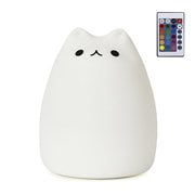 GoLine Remote Control LED Kitty Night Light, Cute Multicolor Children Baby Nursery Lamp, Tap Control, 5 Light Modes, Static/Breathing/Flashing, Brightness Adjustment, 12-hour Portable Use.(NL008)