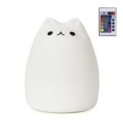 GoLine Veilleuse LED pour Chat Télécommandé, Lampe de Pépinière pour Enfants Multicolore Mignonne, Contrôle Tactile, 5 Modes de Lumière, Statique/respiration/flash, Réglage de la Luminosité, Utilisation Portable 12 Heures (NL008)