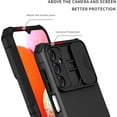 thumbnail image 6 of Cellular Phone Case for Samsung Galaxy A25 5G, Dual Layer Rugged Shockproof Protection, Slide Camera Lens Cover, Stereo Bracket with Kickstand, Black, 6 of 18