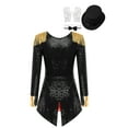 thumbnail image 6 of iiniim Women's Circus Ringmaster Costume Ringleader Cosplay Bodysuit Stage Shows Halloween Fancy Dress Up Black M, 6 of 7