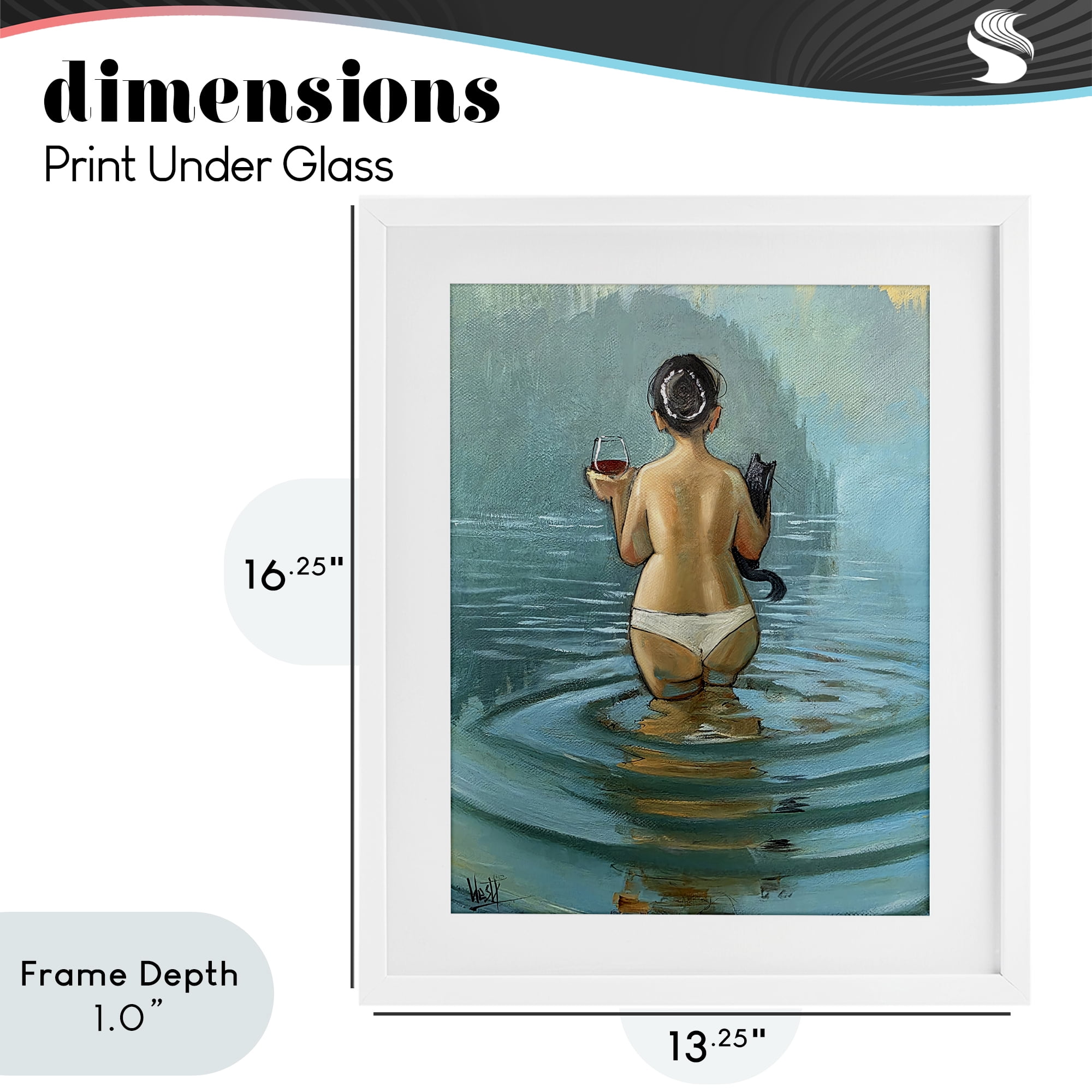 Stupell Industries Cat & Wine Dip At Twilight White Framed Print Under Glass, design by Ronald West