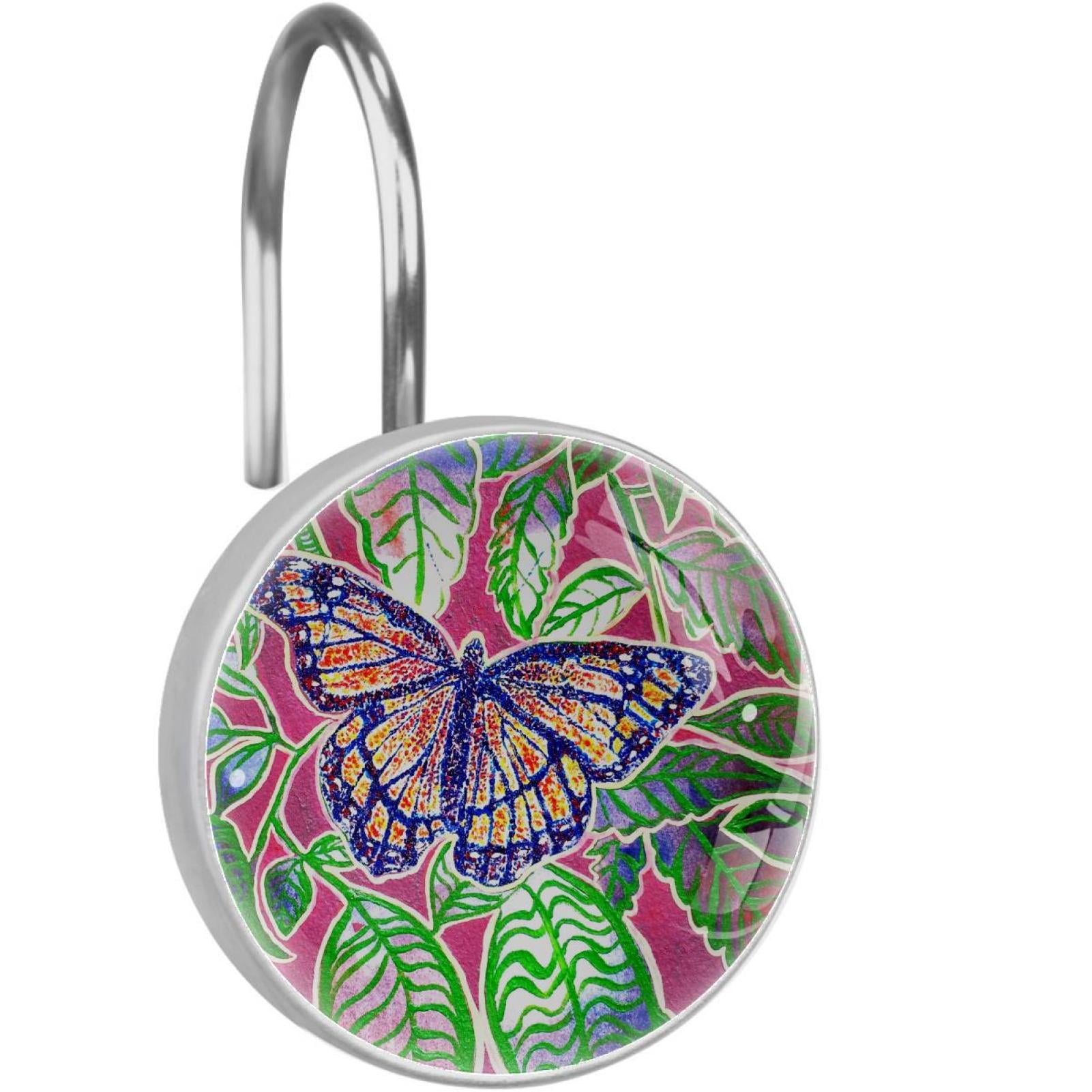 Butterfly Shower Curtain Hooks（Set of 12）for Home Hotel Shower Rods