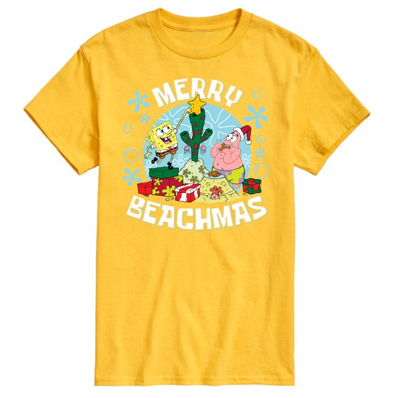 SpongeBob SquarePants - Merry Beachmas Patrick and Spongebob - Men's Short Sleeve Graphic T-Shirt