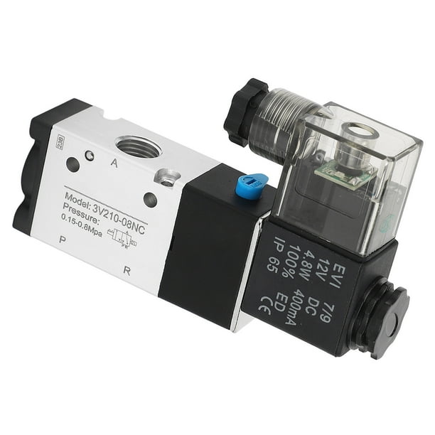 Válvula Solenoide Neumática, DC12V 32-140℉ 1/4 Pulg. NPT Válvula Solenoide De Aire De 3 Aleación De Aluminio Para Fábrica