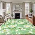 thumbnail image 2 of Green Daisy Floral Area Rugs Collection 6'x9', Spring Watercolor Flower Leaf Plant Non Slip Indoor Rectangle Throw Runner Rug Floor Mat Carpet for Living Room Dining Table Bedroom Nursery, 2 of 9